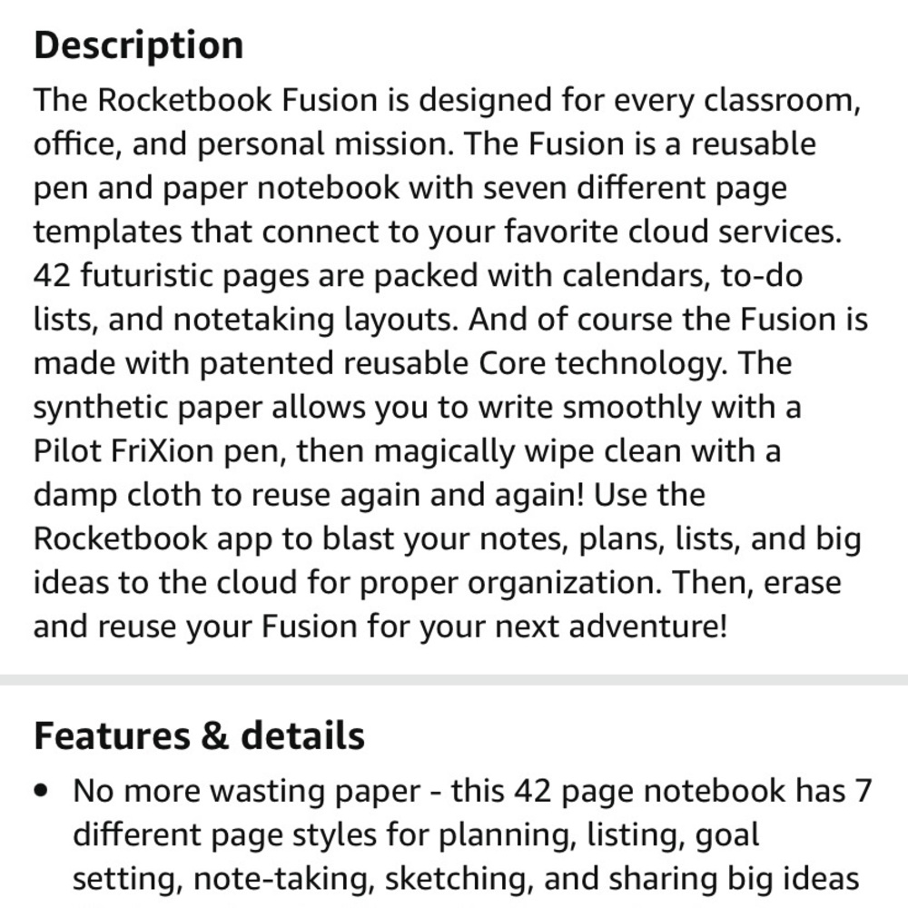 Rocket Book Fusion Reusable Notebook - Picture 3 of 7